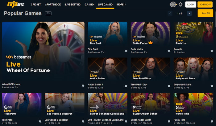 rajabets live casino