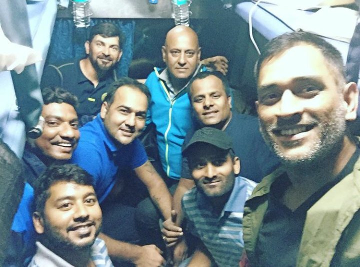 MS Dhoni in train