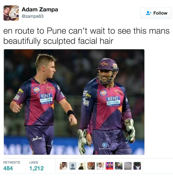 Adam Zampa and MS Dhoni tweet