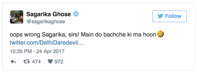 Sagarika Ghose tweet