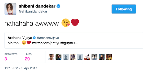 Shibani Dandekar tweet