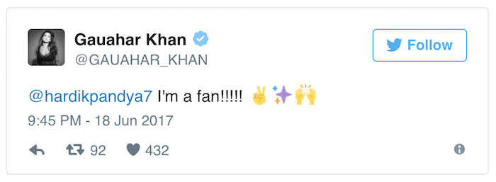 Gauahar Khan tweet