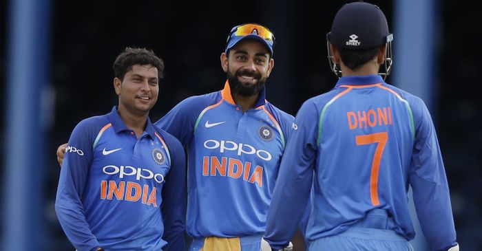 Kuldeep Yadav, Virat Kohli, MS Dhoni