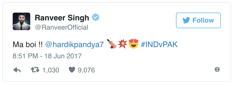 Ranveer Singh tweet