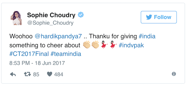 Sophie Choudry tweet 1