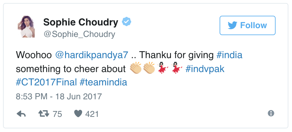 Sophie Choudry tweet