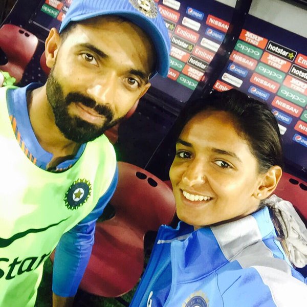 Harmanpreet Kaur with Ajinkya Rahane