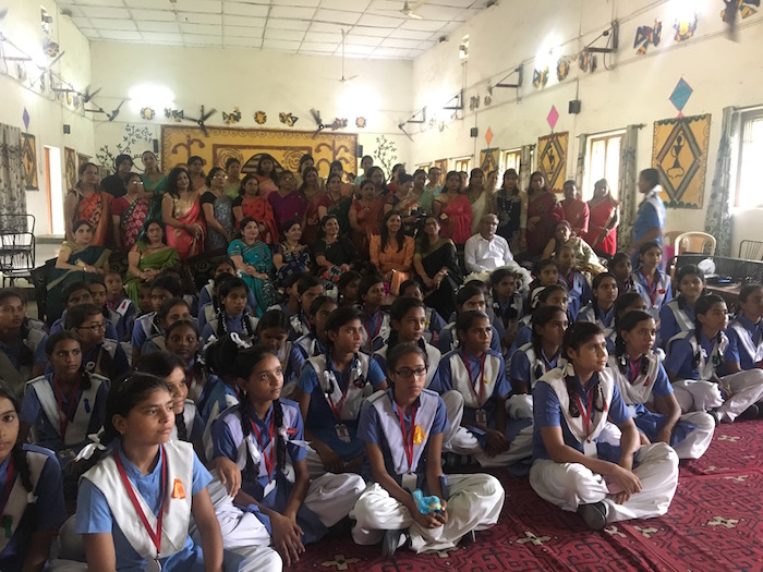 Priyanka Raina with teachers and children 