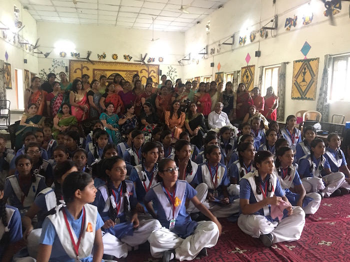 Priyanka Raina with teachers and children