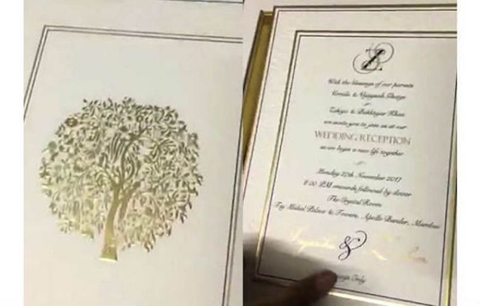 Zaheer wedding card