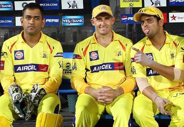 Mike-Hussey-MS-Dhoni-and-Suresh-Raina