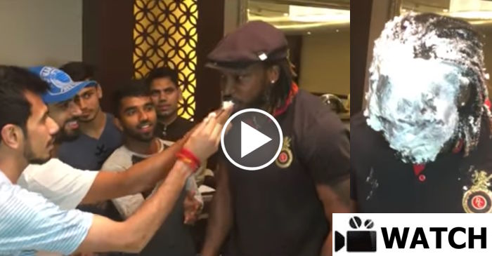 WATCH: Chris Gayle gets a cake facial post completing 10,000 T20 runs