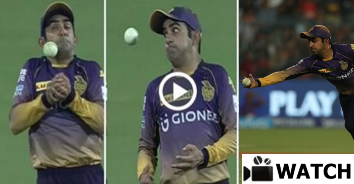 WATCH: Gautam Gambhir completes a catch in four attempts to dismiss Varun Aaron