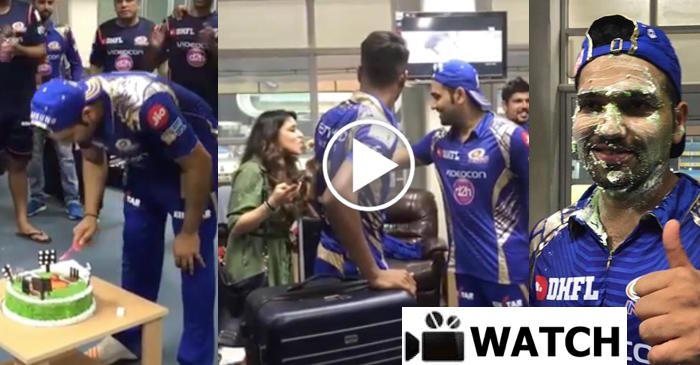 WATCH: Rohit Sharma celebrating his birthday with Mumbai Indians teammates and wife Ritika Sajdeh