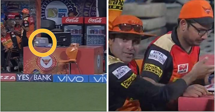 Shikhar Dhawan’s shot breaks an analyst’s laptop during a match between KKR and SRH