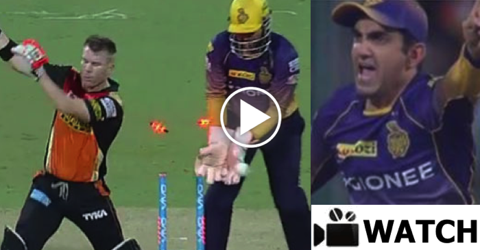 WATCH: Gautam Gambhir pumped up after Piyush Chawla’s magical delivery bamboozles David Warner