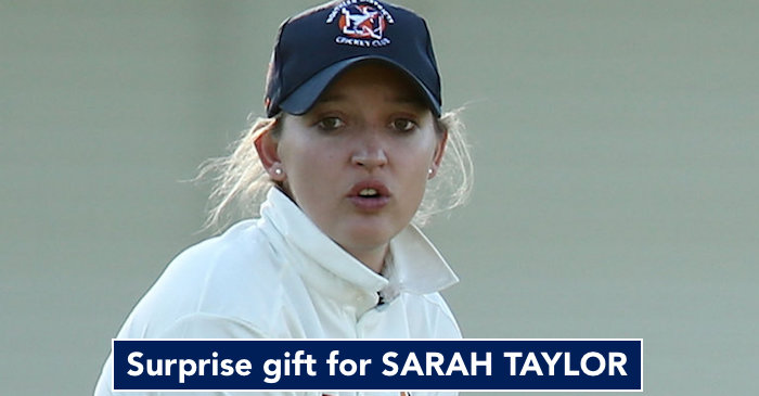 Sarah Taylor gets a surprise gift back home in England