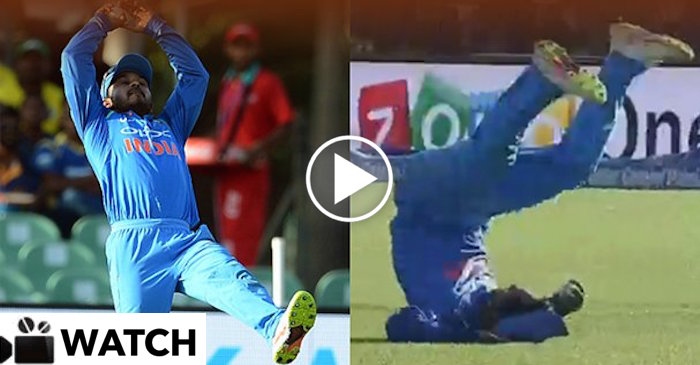 WATCH: Kedar Jadhav takes a tumbling catch and almost breaks his neck while doing that