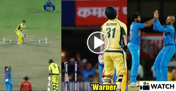 VIDEO: Bhuvneshwar Kumar’s lethal outswinger outfoxes David Warner in the first T20I