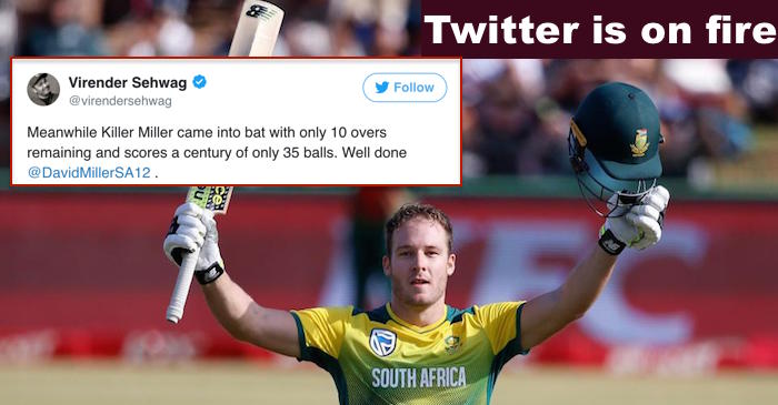 Twitter reacts as David Miller smashes fastest T20I century off just 35 balls