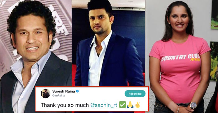 Sachin Tendulkar, Sania Mirza and others congratulate Suresh Raina on his 100th first class match