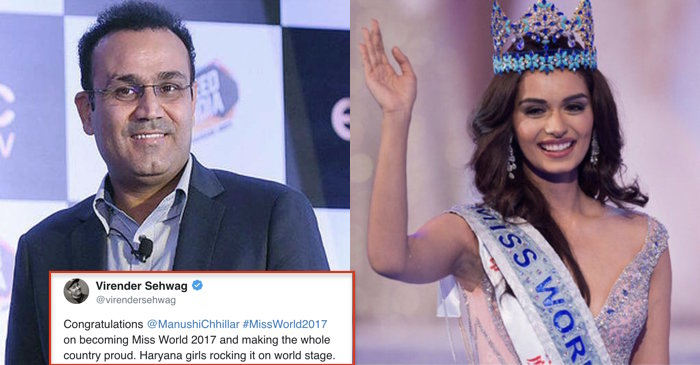 Virender Sehwag, Ishant Sharma and others congratulate Miss World 2017 Manushi Chhillar