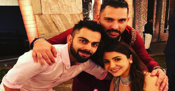 Yuvraj Singh wishes Virat Kohli, Anushka Sharma a partnership of lifetime