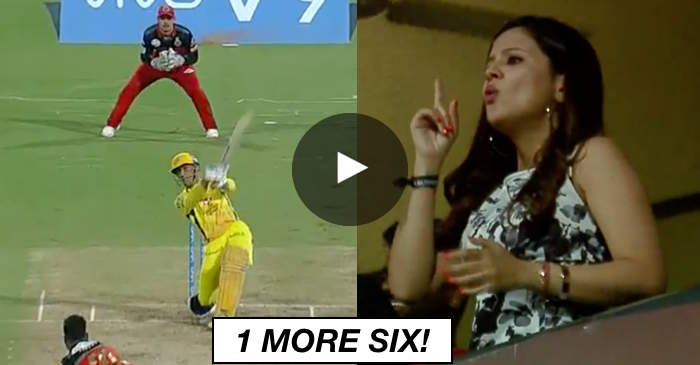 WATCH: Sakshi asking for one more six as MS Dhoni hits flurry of sixes against RCB