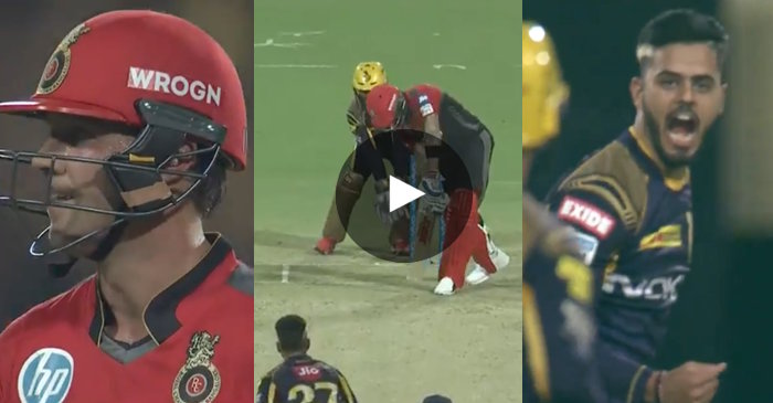 VIDEO: Nitish Rana gets pumped up after dismissing AB de Villiers, Virat Kohli on consecutive deliveries