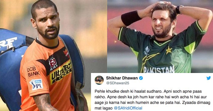 Shikhar Dhawan joins Virat Kohli, Sachin Tendulkar and others; lashes out at Shahid Afridi for Kashmir tweet