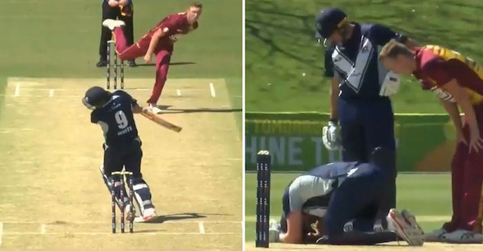 WATCH: Cameron White floored by a dangerous beamer from Billy Stanlake