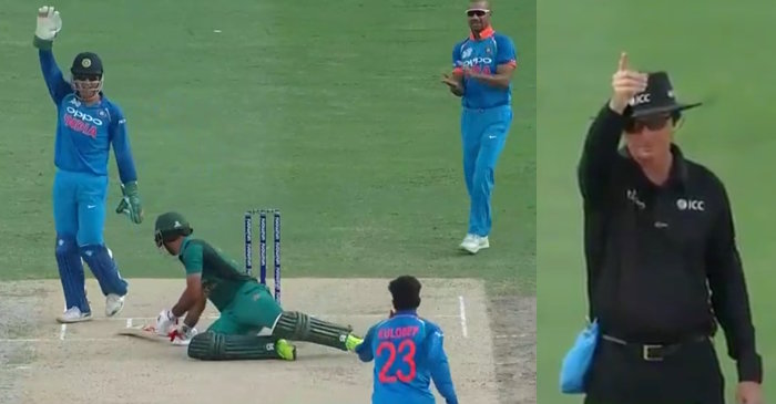 WATCH: Fakhar Zaman trips to fall over, given LBW off Kuldeep Yadav