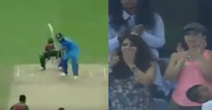 WATCH: Rohit Sharma’s massive six off Shakib al Hasan leaves Ritika cheering