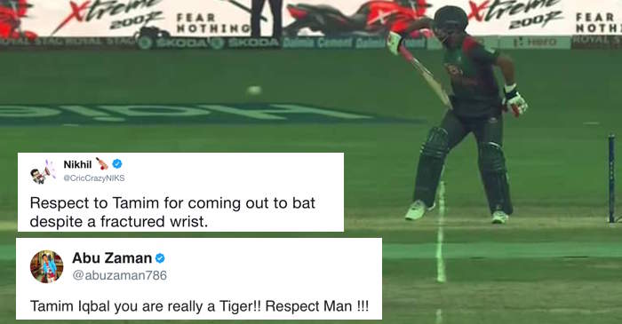 Twitter salutes Tamim Iqbal as he returns to bat with one hand after wrist fracture