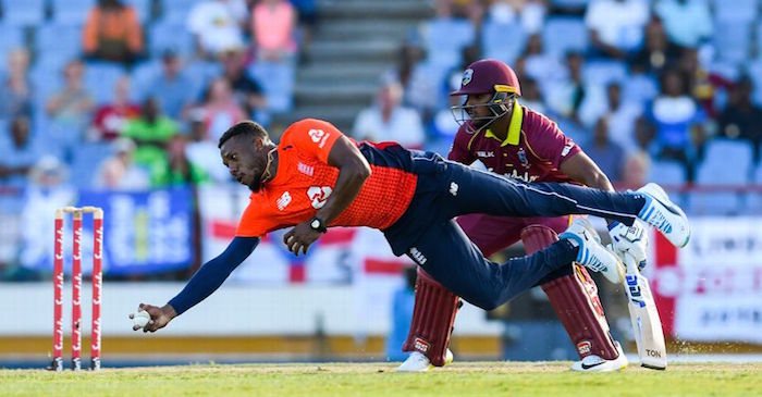 WATCH: Chris Jordan takes a stunner to dismiss Darren Bravo