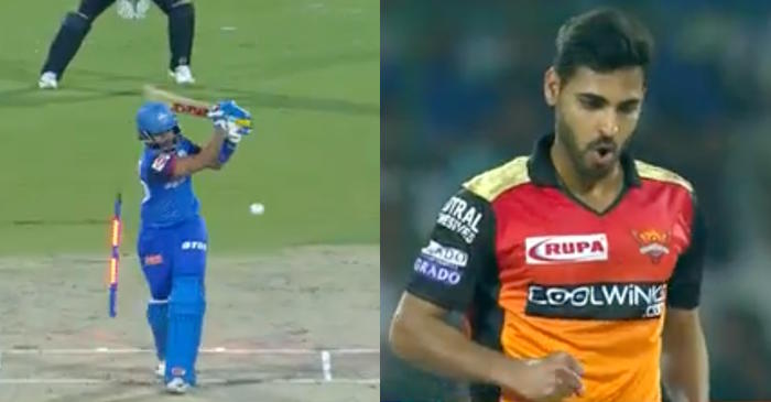 IPL 2019: WATCH – Bhuvneshwar Kumar sends Prithvi Shaw’s off-stump for a walk (DC vs SRH)