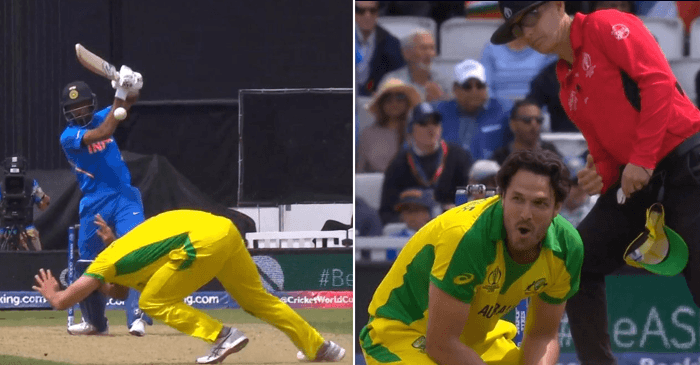 ICC World Cup 2019: Hardik Pandya’s booming drive nearly takes Nathan Coulter-Nile’s head off