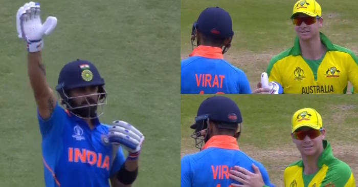 ICC World Cup 2019 – WATCH: Steve Smith thanks Virat Kohli as the Indian skipper stops fans from booing him