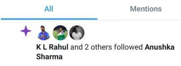 Anushka Sharma followed by Rahul and Chahal