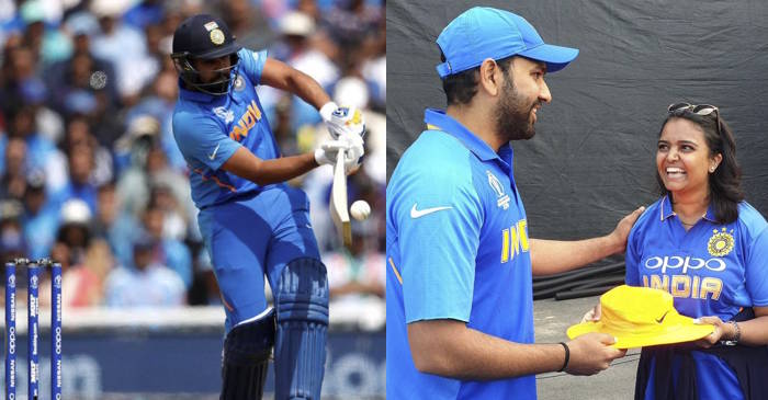 ICC World Cup 2019: Rohit Sharma meets a fan hit by his six, gives her a signed hat