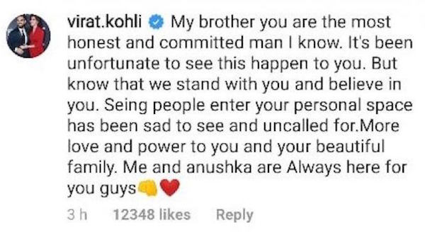 Virat Kohli Instagram post