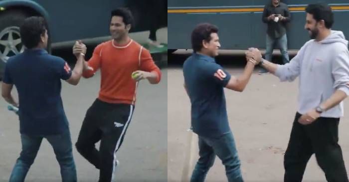 WATCH: Sachin Tendulkar plays gully cricket with Varun Dhawan and Abhishek Bachchan