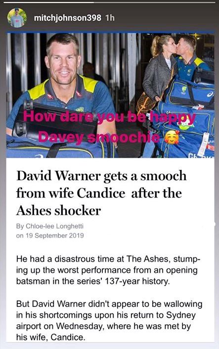 Mitchell Johnson Instagram story