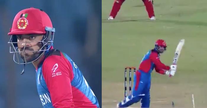 WATCH: Afghanistan skipper Rashid Khan hits a Tennis forehand shot for a stunning six