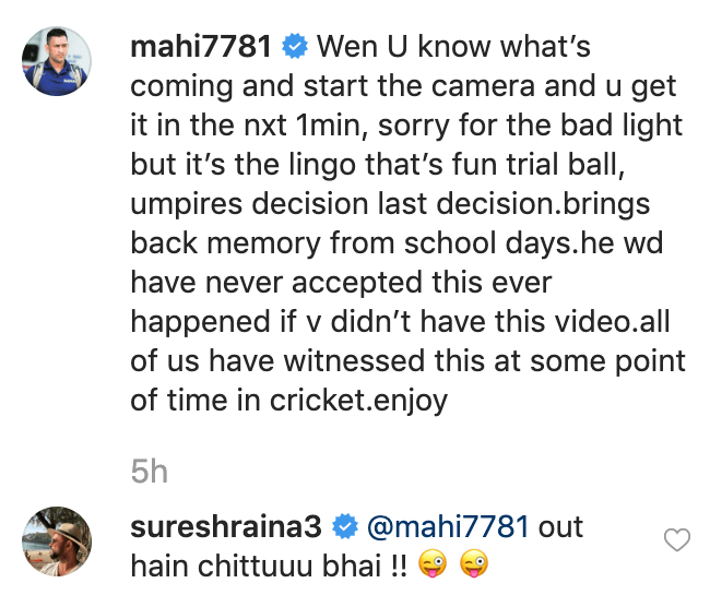 Suresh Raina instagram comment