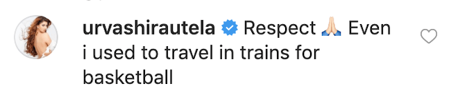 Urvashi Rautela instagram comment