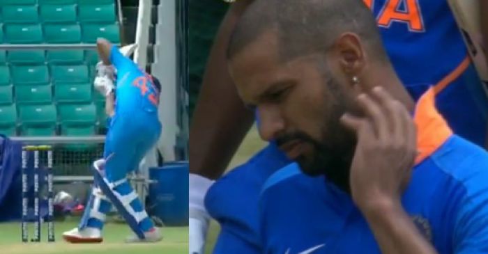 WATCH: Shikhar Dhawan gets hit by a nasty bouncer, his response ‘Ball ko dekh toot gaya hoga’