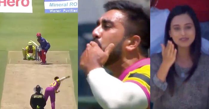 WATCH: Tabraiz Shamsi blows a flying kiss to his wife after taking a wicket; she responds as well