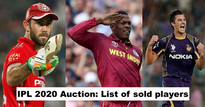 IPL 2020 Auction: Complete list of sold players with their price and team