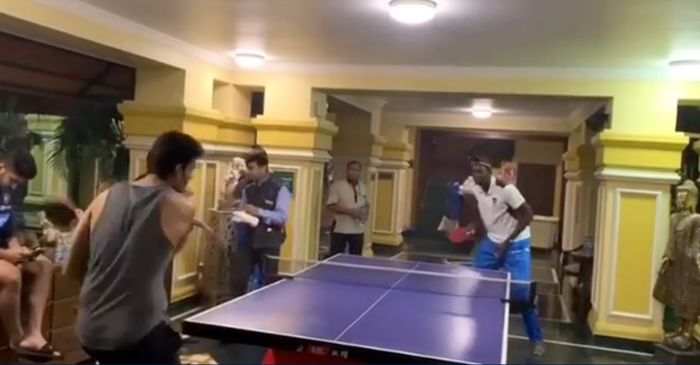 WATCH: Shivam Dube and Jason Holder face each other in Table Tennis ahead of India vs West Indies decider